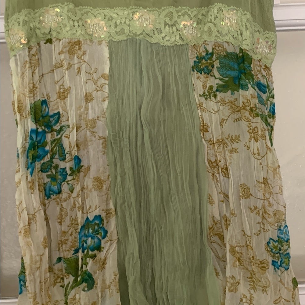 Floral Green and Blue Sheer cami